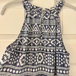 Navy and White Geometric Print Sleeveless Top